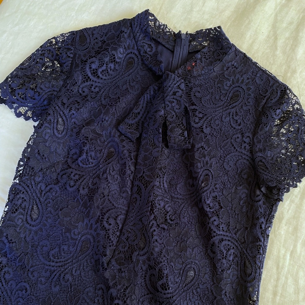 Navy Betsey Johnson Bow Lace Mini Dress (Never Been Worn)
